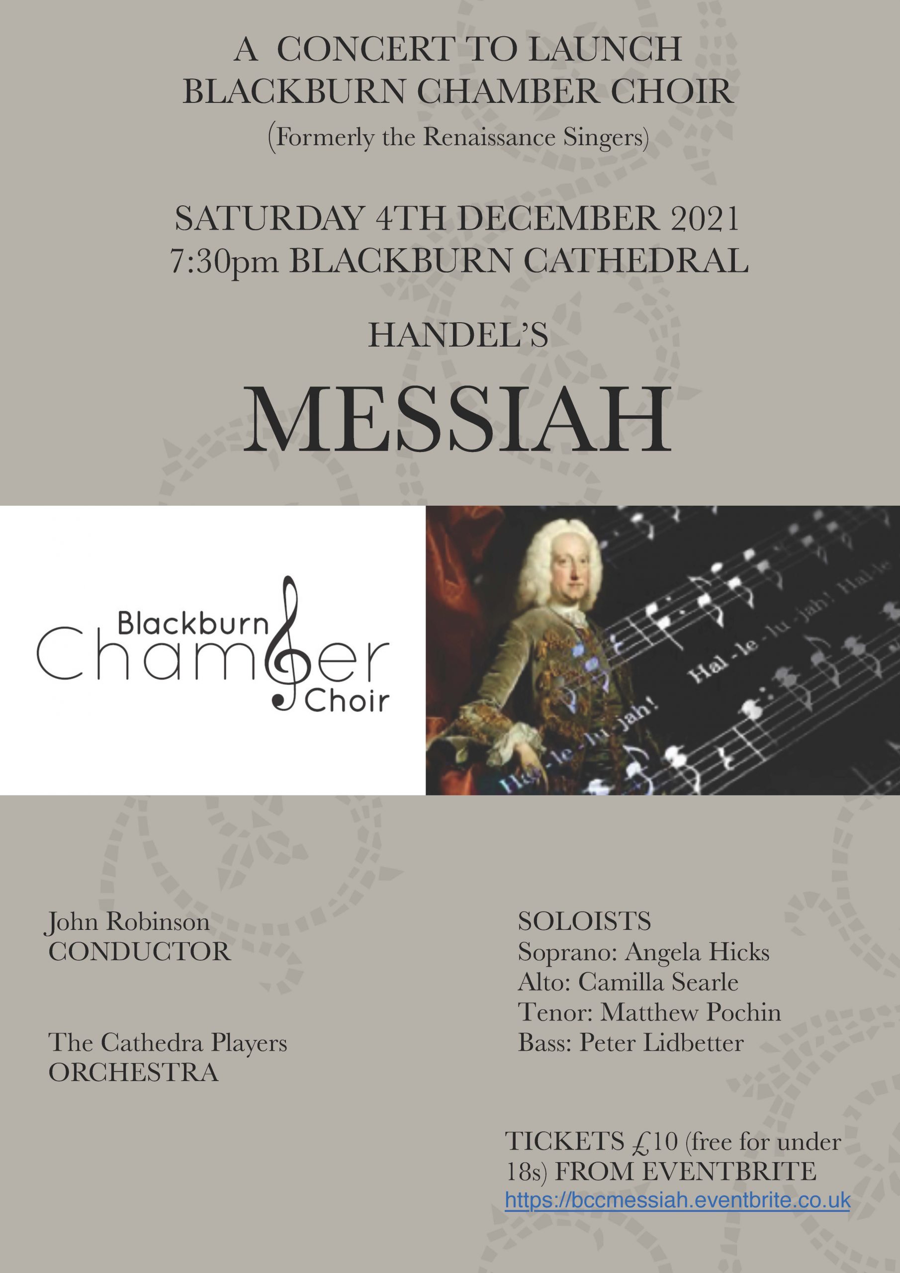 Details of Handel’s Messiah, a concert at Blackburn Cathedral